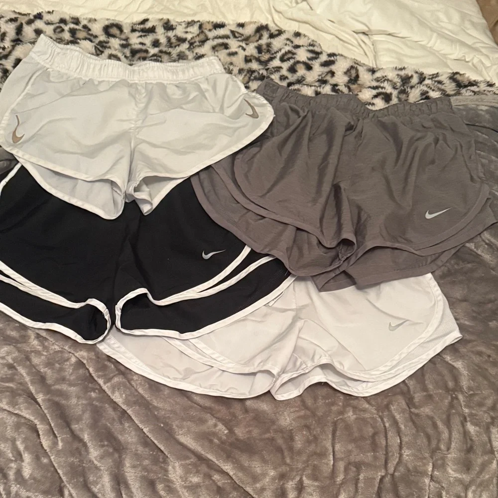 Medium Nike Women's Athletic Shorts - Black, Gray, and White Set - Picture 1 of 5